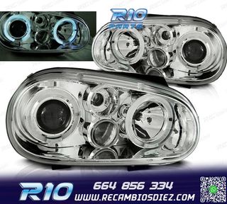 FAROS VOLKSWAGEN VW GOLF 4 OJOS ANGEL CROMO