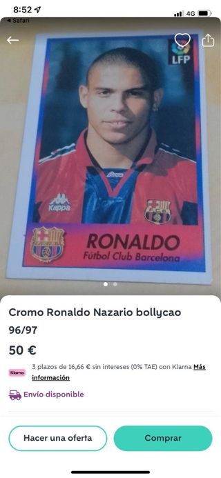 Cromo Ronaldo Nazario Bollycao 96/97