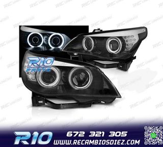 FAROS XENON BMW E60 03-07 OJOS ANGEL CCFL FONDO NEGRO