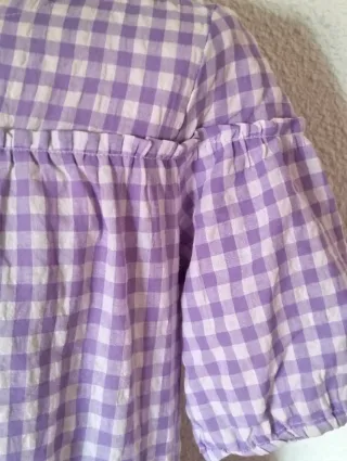 Vestido Compañía Fantástica Vichy malva blanco