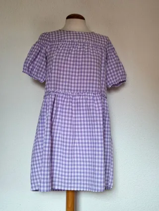 Vestido Compañía Fantástica Vichy malva blanco