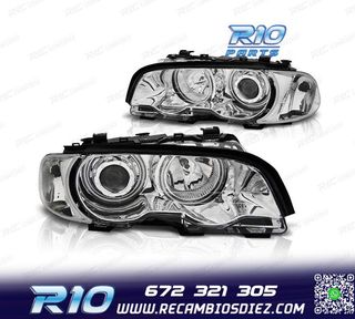 FAROS BMW E46 99-03 OJOS ANGEL CCFL FONDO CROMO