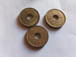 Lote 3 Monedas 25 Pesetas con Errores