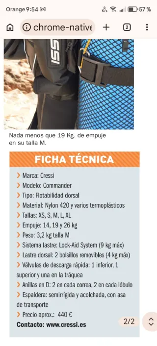 Chaleco Cressi Commander Talla XL