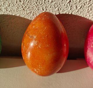 Set 6 Huevos Alabastro Natural Policromados