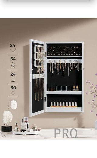 Armario Joyero de Pared, Armario de Joyas con Espejo