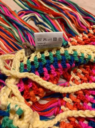 Top halterneck crochet arcoíris boho flecos retro