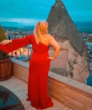 Vestido largo Miss Ord rojo talla L