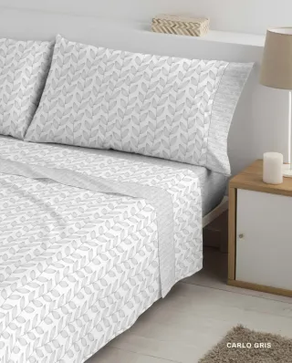 Juego sábanas Carlo gris 150cm con 2 almohadas
