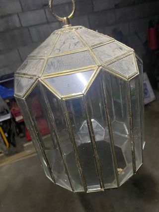 Lámpara colgante de cristal y metal