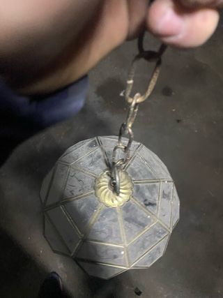 Lámpara colgante de cristal y metal