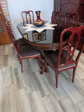 Conjunto comedor clásico: mesa y 6 sillas