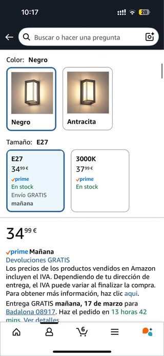 Lamparas Apliques Pared Exterior E27 Antracita