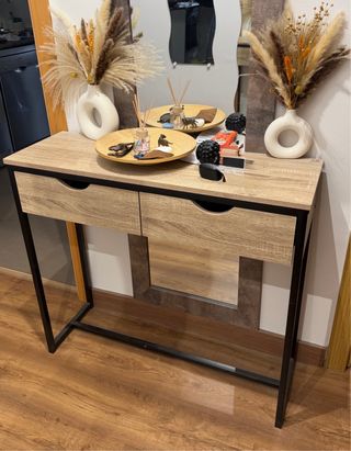 Mesa recibidor madera y metal