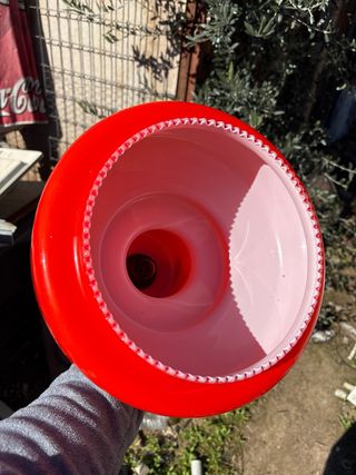 Lámpara colgante cristal rojo y dorado