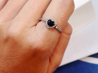 Anillo Pandora Corazón Negro Plata