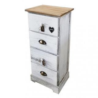 Mobiletto Shabby Chic Bianco Decapato Legno 73 cm