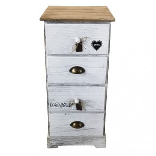 Mobiletto Shabby Chic Bianco Decapato Legno 73 cm