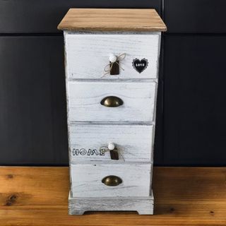 Mobiletto Shabby Chic Bianco Decapato Legno 73 cm