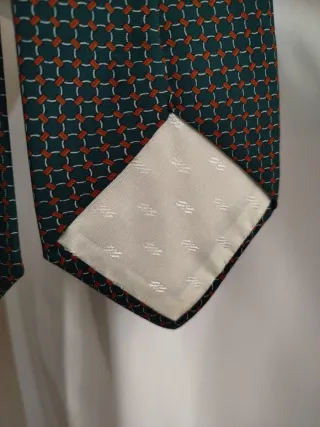 Corbata de caballero verde y naranja