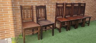 Juego de 6 sillas de comedor de madera