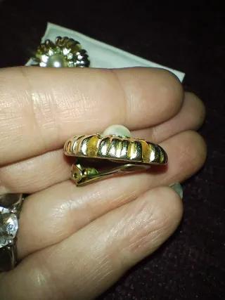 Orecchini clip vintage fiore perla