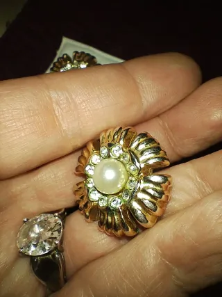 Orecchini clip vintage fiore perla