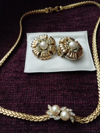 Orecchini clip vintage fiore perla