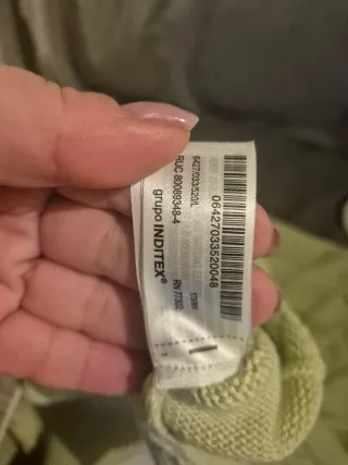 Jersey Zara trenzado cuello polo verde M