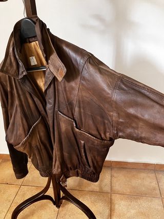 Cazadora Cuero Marrón Aviador Talla L