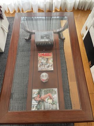 Mesa de centro vintage madera y cristal