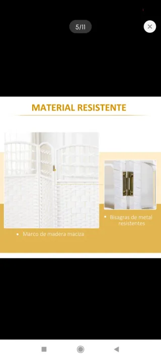 Biombo separador 3 paneles blanco