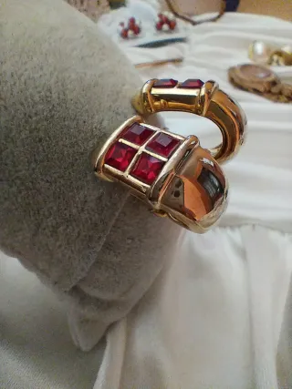 Orecchini clip anni '70 oro e rossi