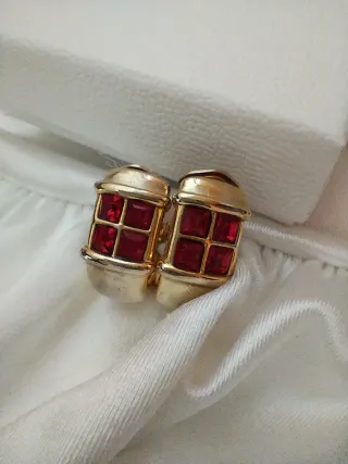 Orecchini clip anni '70 oro e rossi