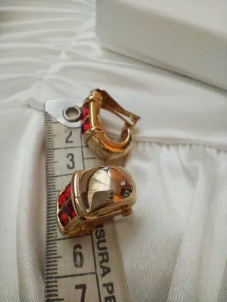 Orecchini clip anni '70 oro e rossi