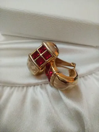 Orecchini clip anni '70 oro e rossi