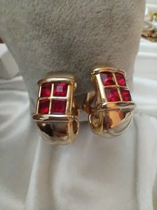 Orecchini clip anni '70 oro e rossi