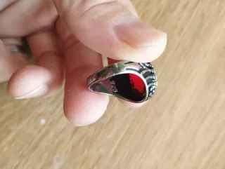 Anillo Plata con Piedra Roja