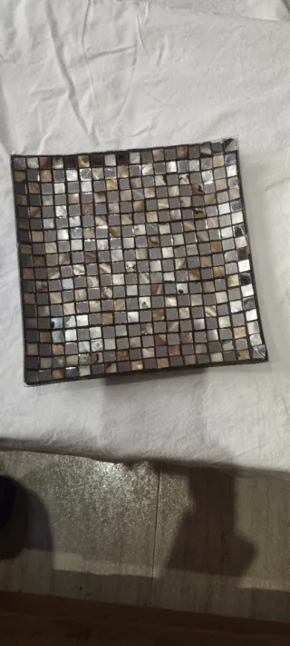 Plato mosaico espejo y nácar