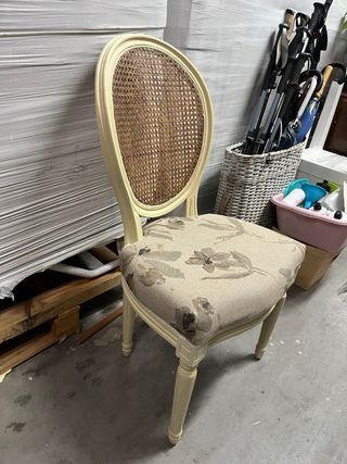 Silla respaldo Rattan tapizada Beige Nerja