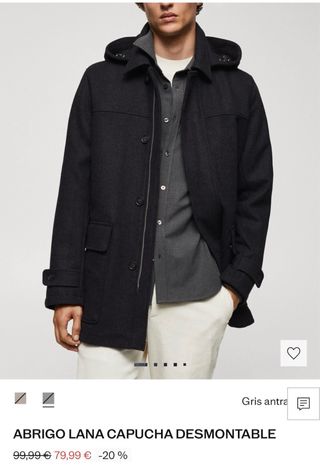 Abrigo de lana gris hombre talla XS