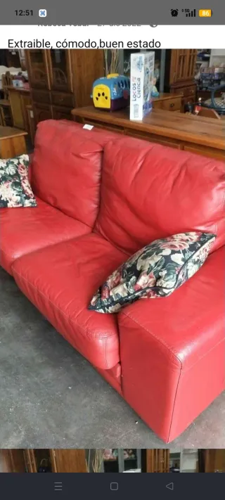 Sofá de piel rojo