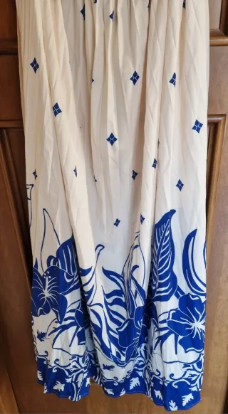 Vestito donna fantasia blu e bianco