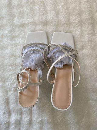 Sandali bianchi con strass donna