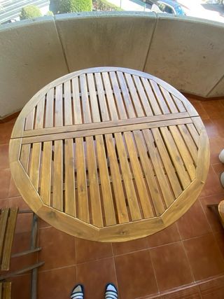 Mesa redonda madera jardín/terraza