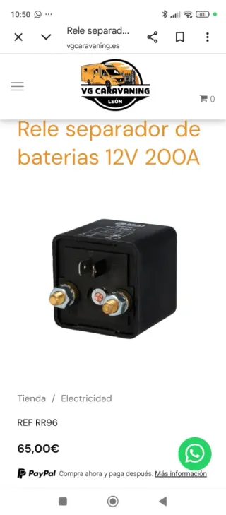 Relé Separador Baterías MAI RR96 200A