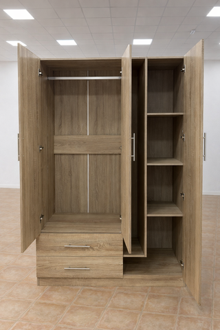 ARMARIO ROPERO 3 PUERTAS + ESPEJOS + BALDAS