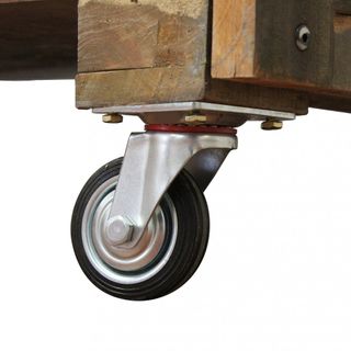 Libreria Legno Riciclato 5 Ripiani con Ruote