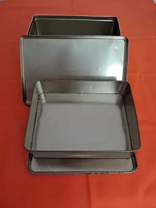 2 Cajas Metálicas Trias Doradas y Turquesa