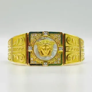 BRAZALETE MEDUSA NACAR PEQUEÑO CIRCONITAS. Oro 18k